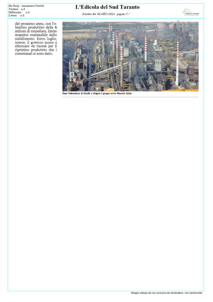 Edicola-del-Sud-2-6-24_page-0002-724x1024 Ex Ilva, Castronuovo: «Il Governo dimentica le PMI dell'indotto»