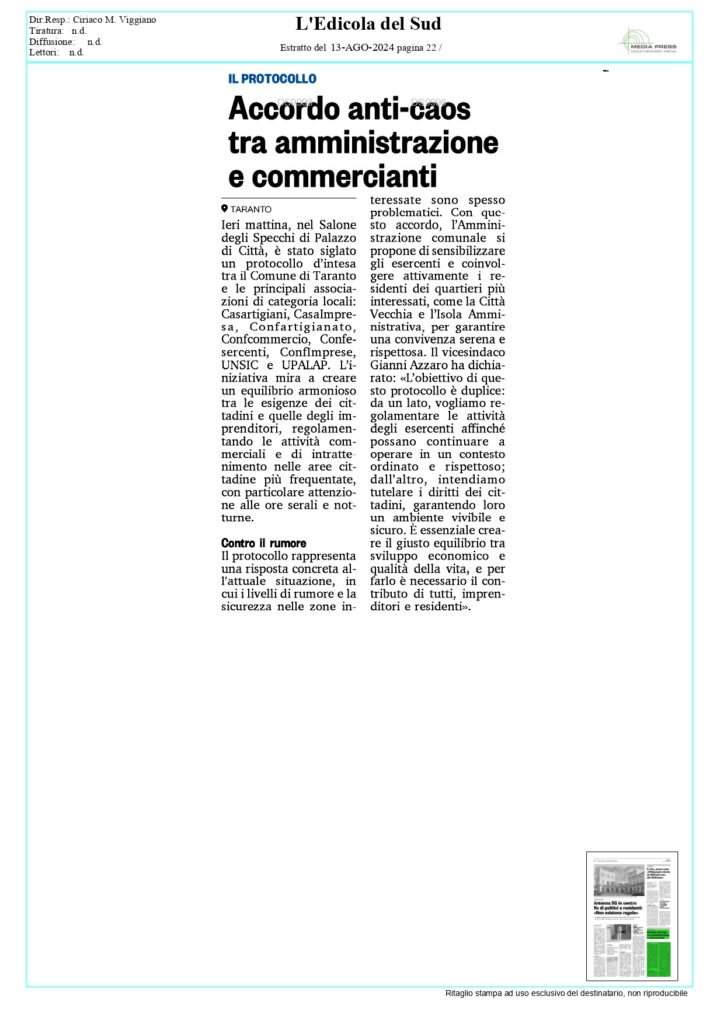 Edicola-del-sud-13-8_page-0001-724x1024 Anche Casartigiani firma il protocollo per la vivibilità delle aree a maggiore affluenza turistica