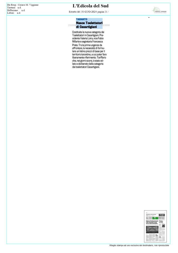 Edicola-del-sud_page-0001-724x1024 Costituita la nuova categoria dei Toelettatori