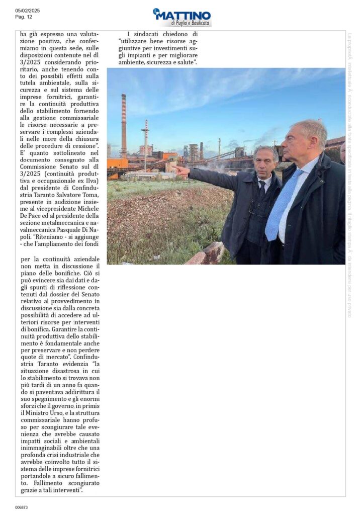 Il-Mattino-5-2_page-0002-724x1024 Ex Ilva, le organizzazioni artigiane Casartigiani, Confartigianato e CNA: «Siamo molto preoccupati, dobbiamo essere coinvolti nelle future scelte del Governo»