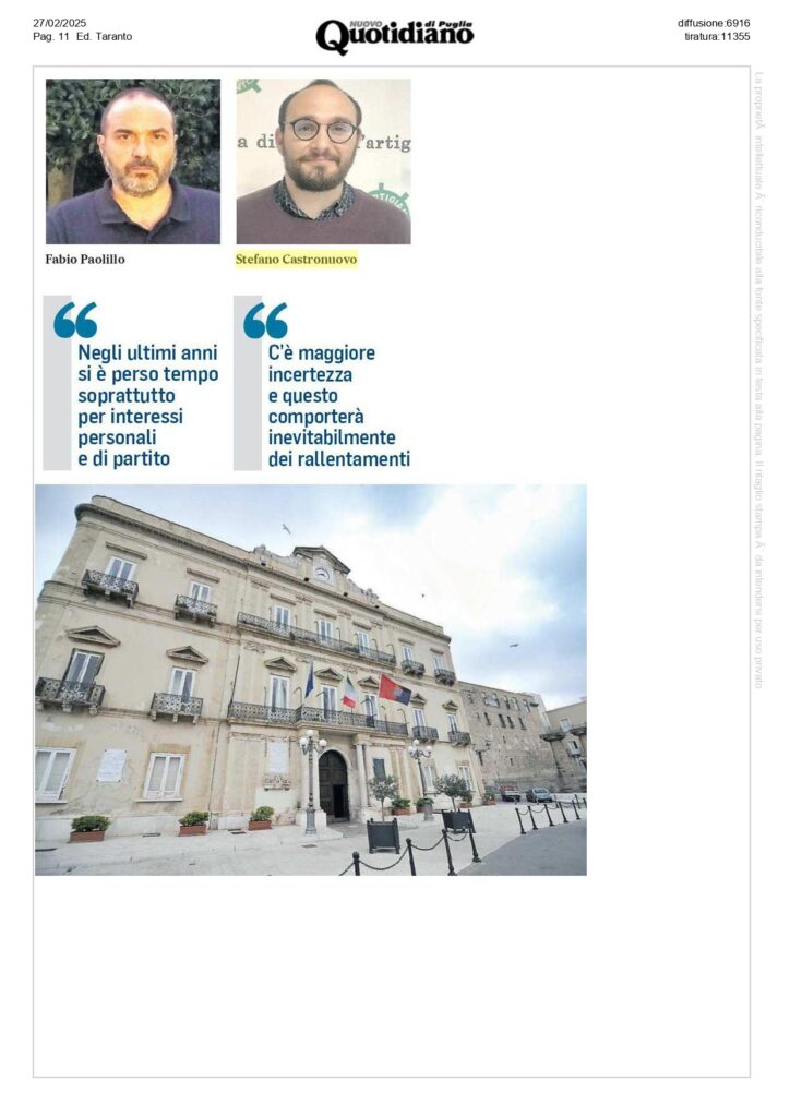 Quotidiano-27-2_page-0002-724x1024 Scioglimento anticipato, Castronuovo «La politica scelga responsabilmente per Taranto»