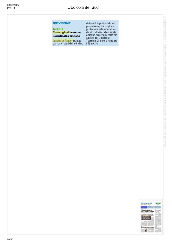 20250503_684872312_page-0001-724x1024 Casartigiani Taranto incontra i candidati sindaco: al via il ciclo di appuntamenti con le forze politiche