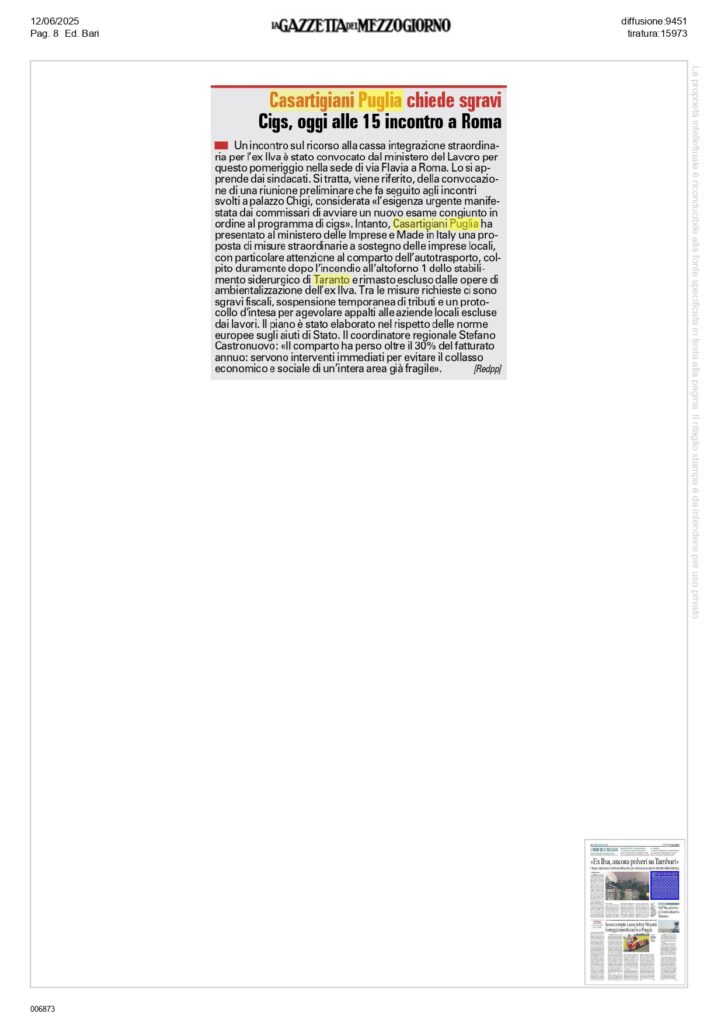 Gazzetta-del-Mezzogiorno-12-6_page-0001-724x1024 Casartigiani Puglia propone misure straordinarie per le imprese dell'indotto