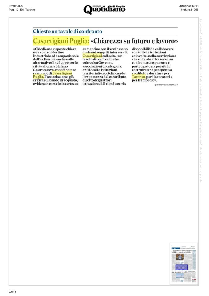 Nuovo-Quotidiano-2-10_page-0001-1-724x1024 Casartigiani interviene sullo sviluppo economico di Taranto