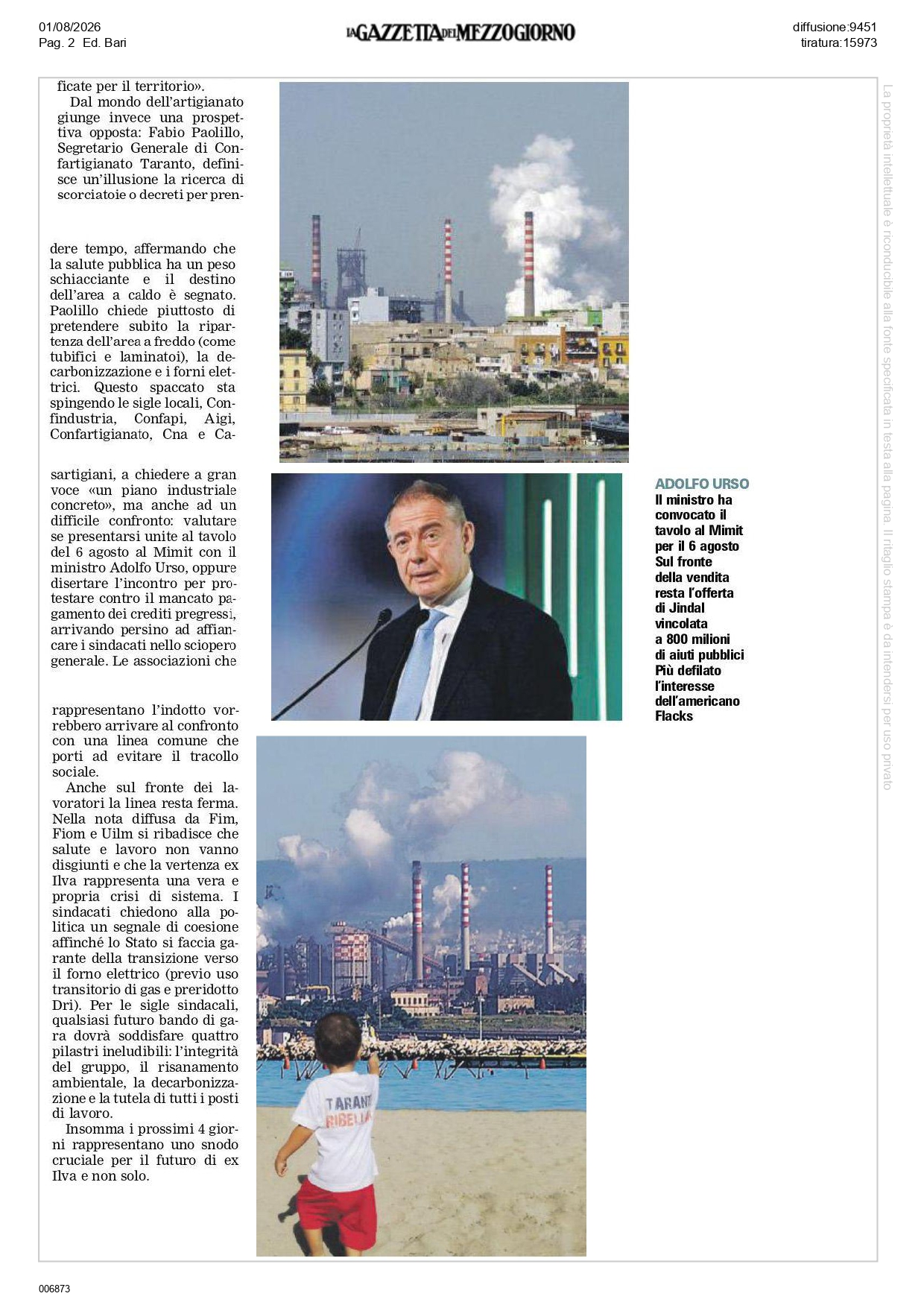 Gazzetta-del-Mezzogiorno-1-8_page-0002 Ex Ilva Taranto: la transizione ecologica è l'unica strada per salvare lavoro, salute e sviluppo
