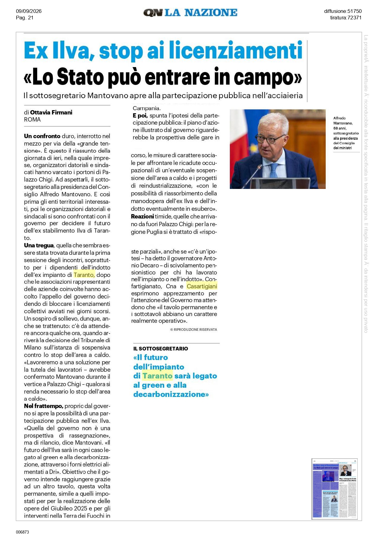 La-Nazione-9-9-26_page-0001 Ex Ilva, Confartigianato, Cna e Casartigiani: «Positiva l’attenzione del Governo. Ora confronto reale e risposte concrete»