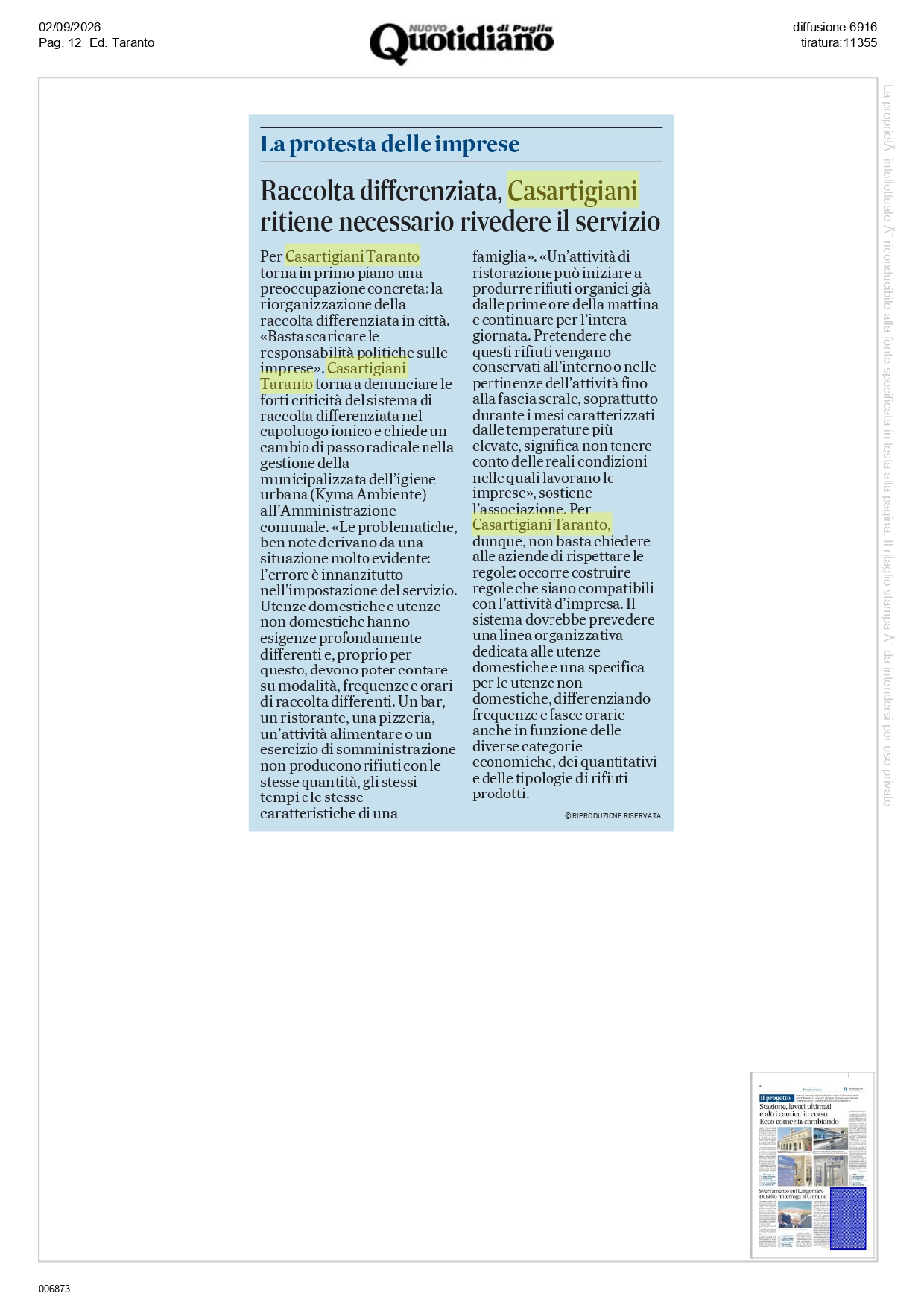 Quotidiano-2-9_page-0001 Carabotta: «Basta scaricare sulle aziende le conseguenze di una cattiva organizzazione. Non si può chiedere alle imprese di pagare sempre il conto delle inefficienze della politica»