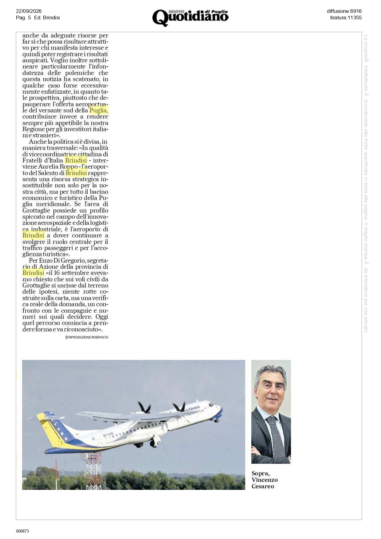 Quotidiano-22-9-26_page-0002 Aeroporto di Grottaglie: Casartigiani chiede voli civili e tempi certi